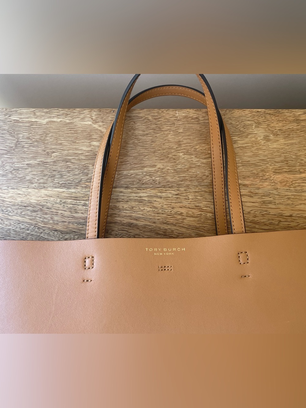 Tory Burch Cognac Leather Tote with Zip Pouch - Picture 5 of 14